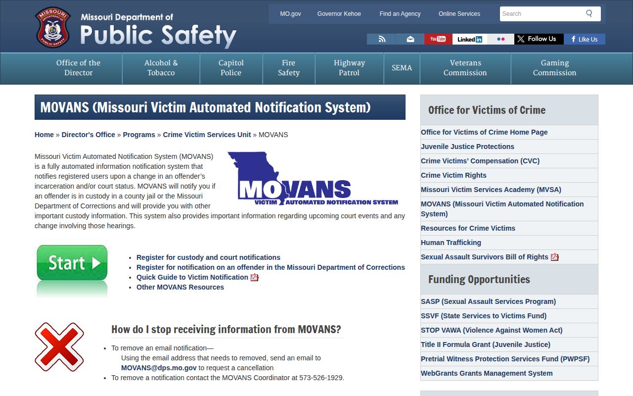 Hickory County custody notification registration and booking record path