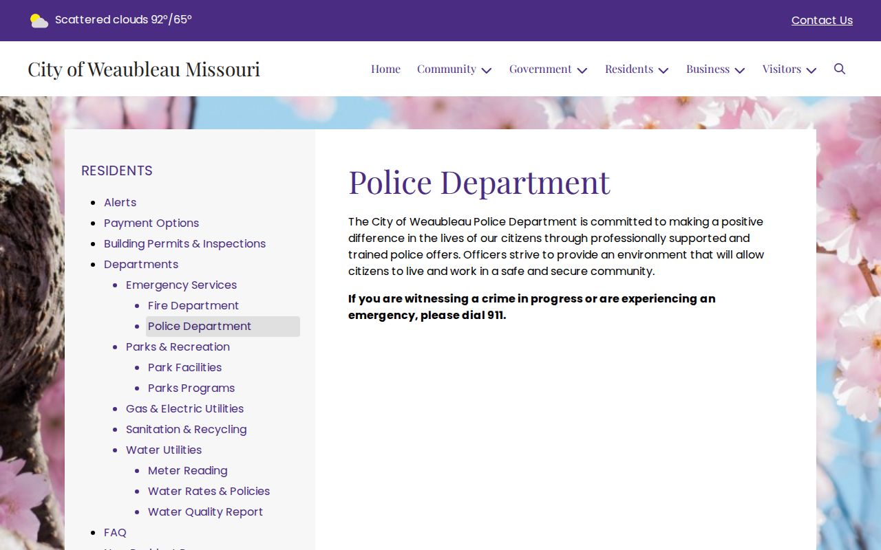 Weaubleau Hickory County police department booking record source